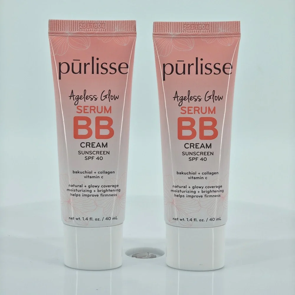 Purlisse Ageless Glow Serum BB Cream SPF 40 Light Medium 1.4oz Lot of 2
